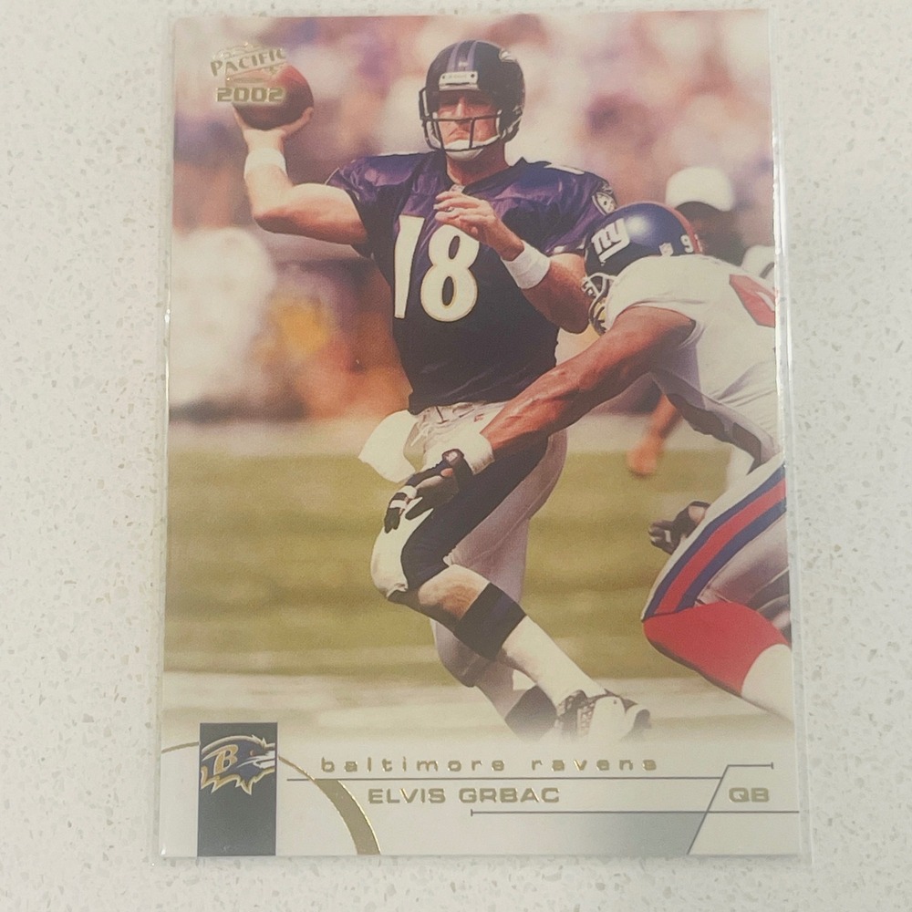 2002 Pacific Elvis Grbac Baltimore Ravens Football Card #32 QB Michigan